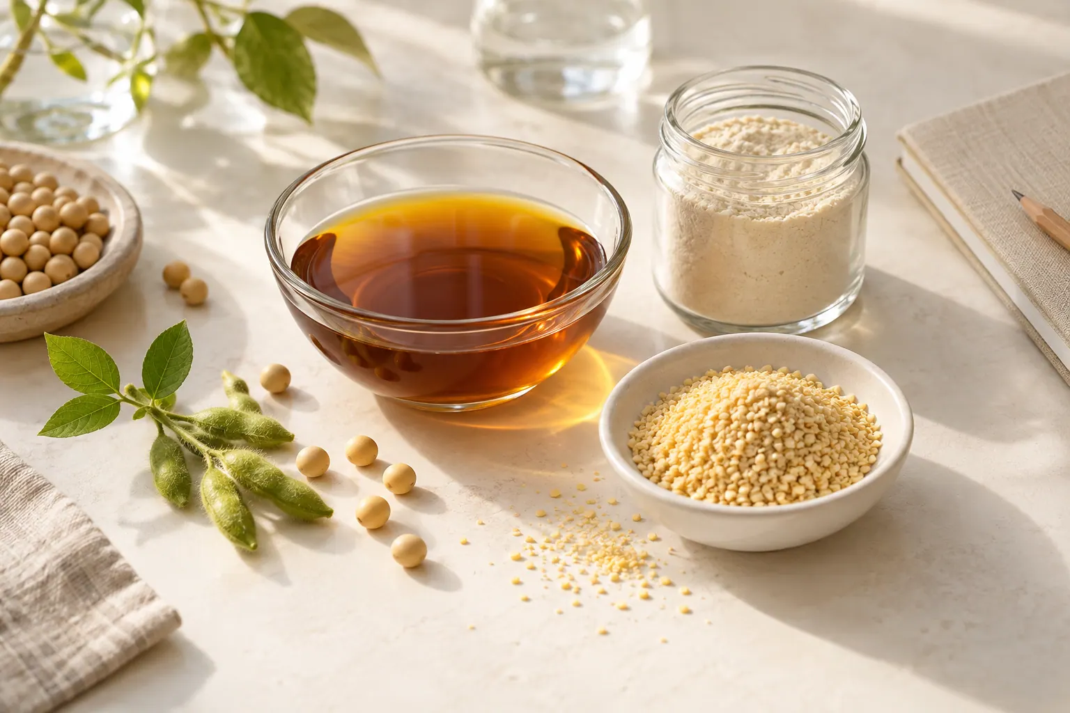 Illustrative arrangement of liquid, powder and granular ingredient samples